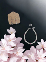 Austrian Crystal Birthstone and Pearl Set with cross Necklace/Bracelet/Earring-First Communion/Confirmation