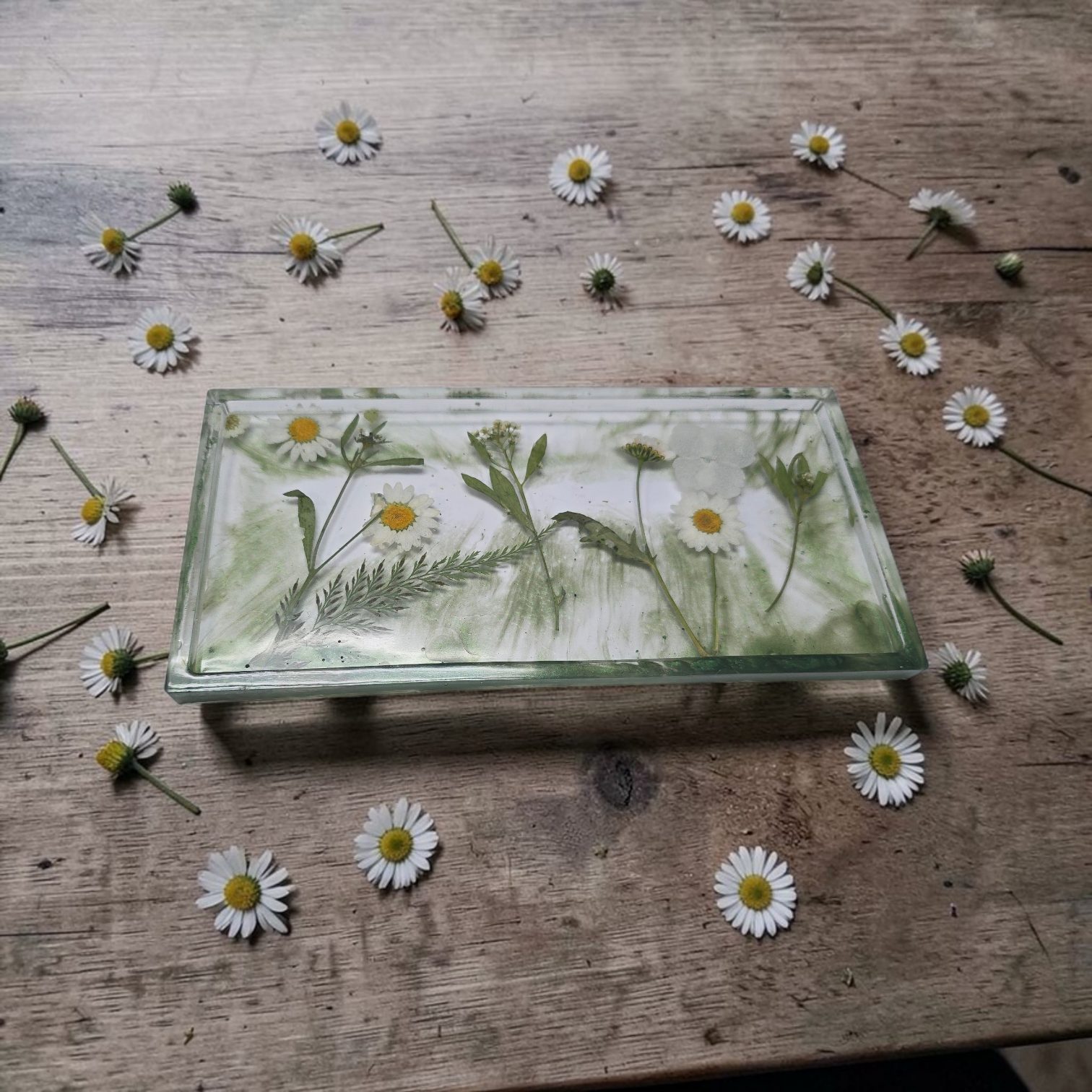 Artisan Wildflower Resin Vanity Tray