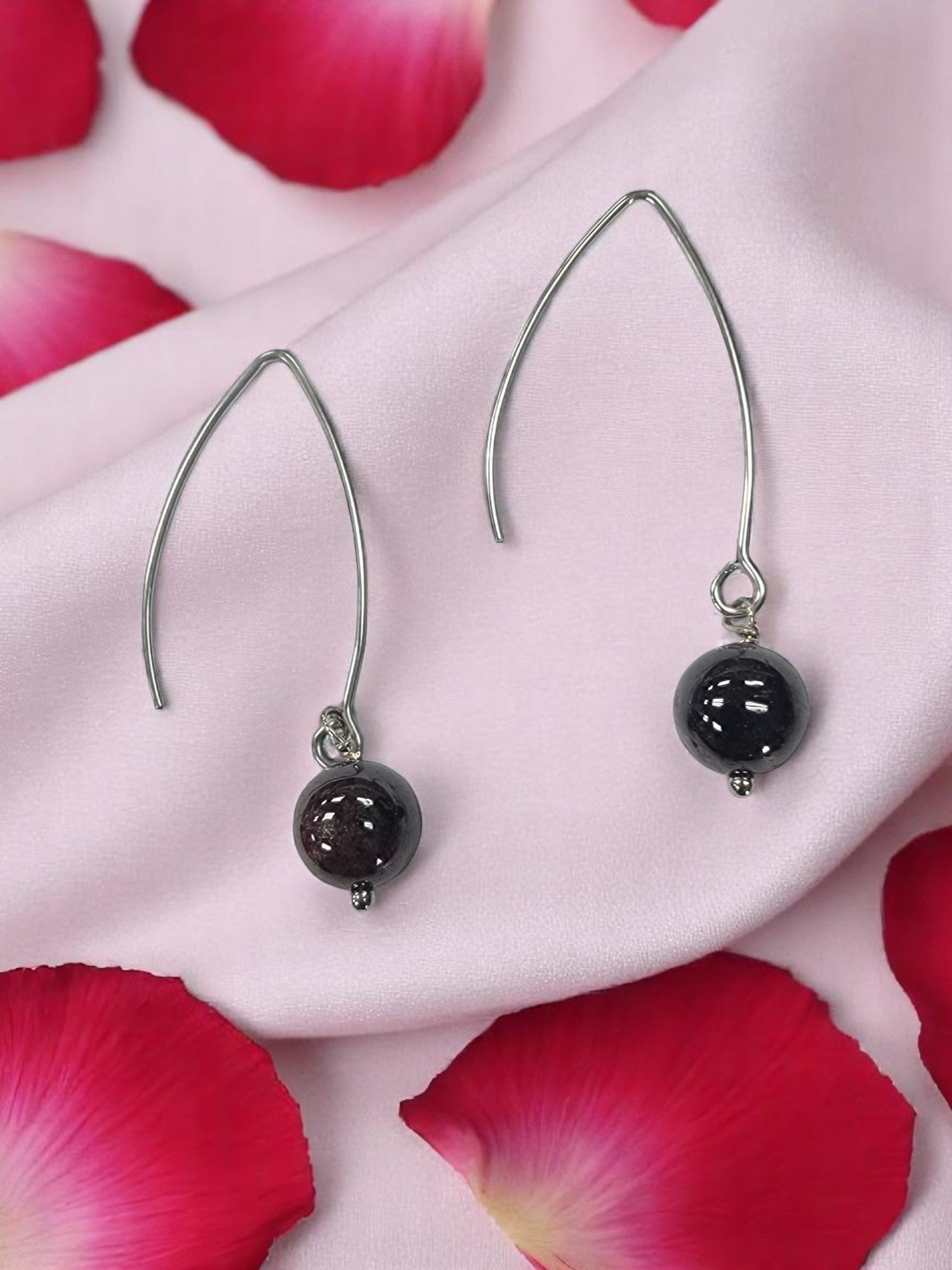 Gemstone Drop Earrings | Long Stainless Steel Hooks | Choose Your Stone