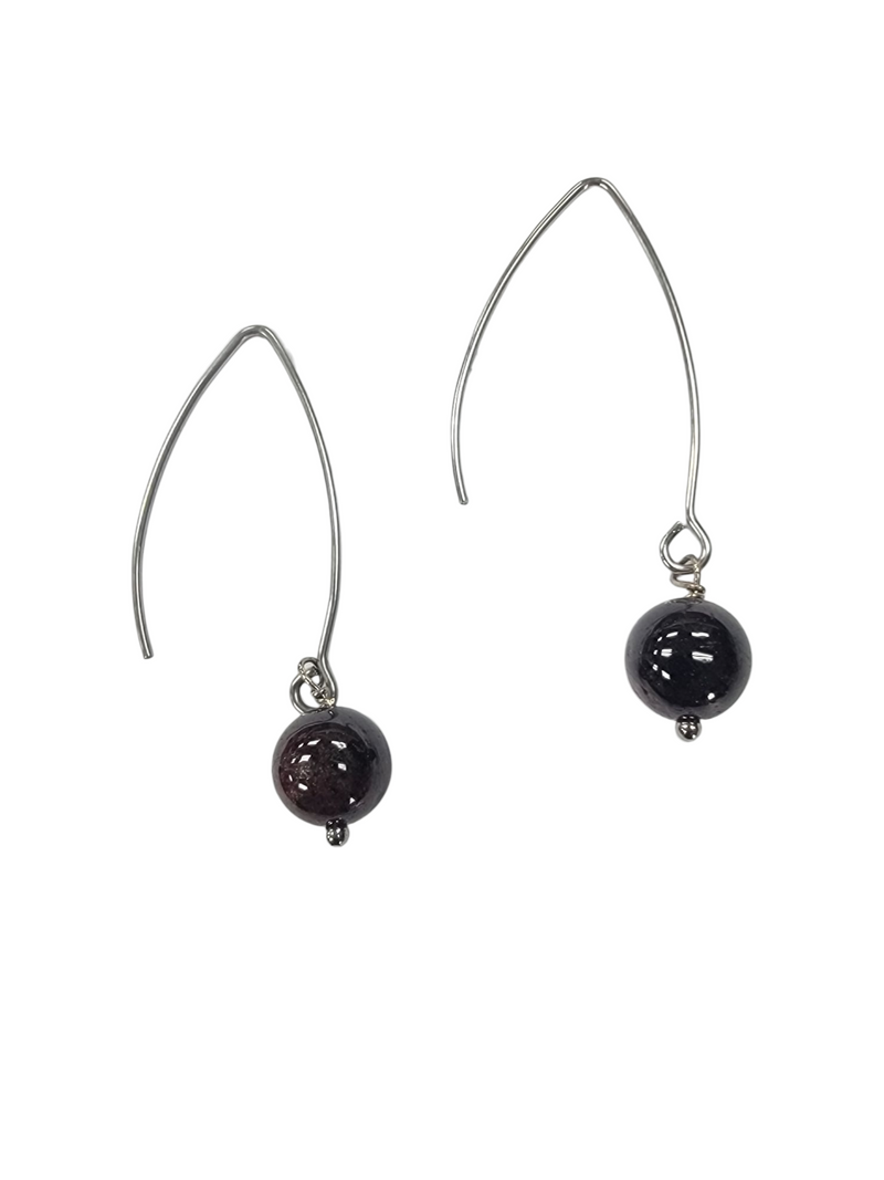 Gemstone Drop Earrings | Long Stainless Steel Hooks | Choose Your Stone