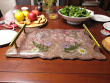 Pink Sparkle Resin Tray with Pressed Flowers & Gold Handles | Decorative Serving Tray