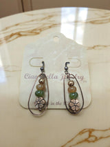 Women's Bohemian Copper Teardrop Petal Drop Earrings