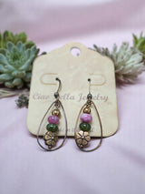 Women's Bohemian Copper Teardrop Petal Drop Earrings