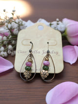 Women's Bohemian Copper Teardrop Petal Drop Earrings