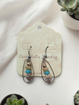 Women's Bohemian Copper Teardrop Petal Drop Earrings
