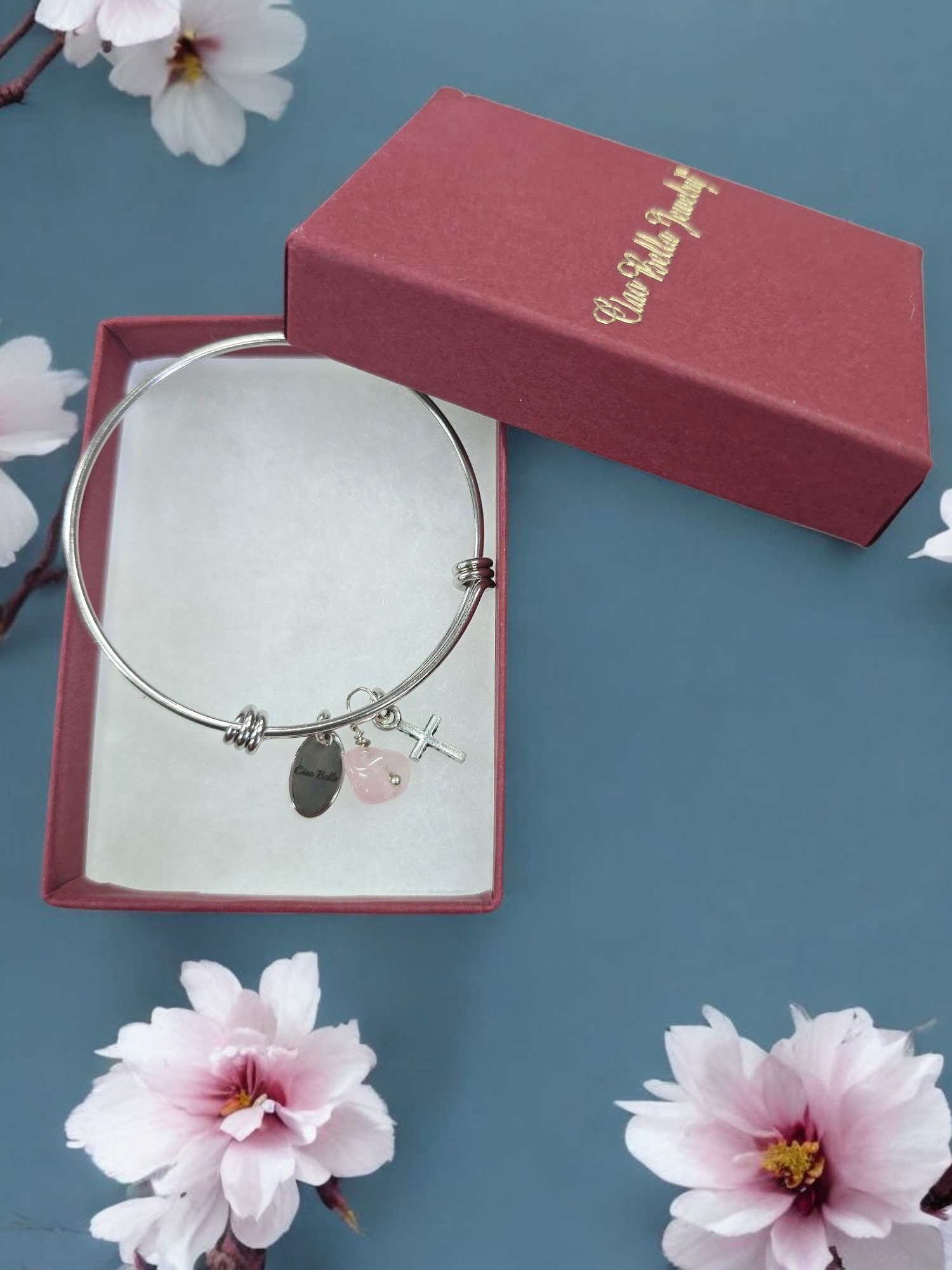 Crystal Cross Bangle Bracelet