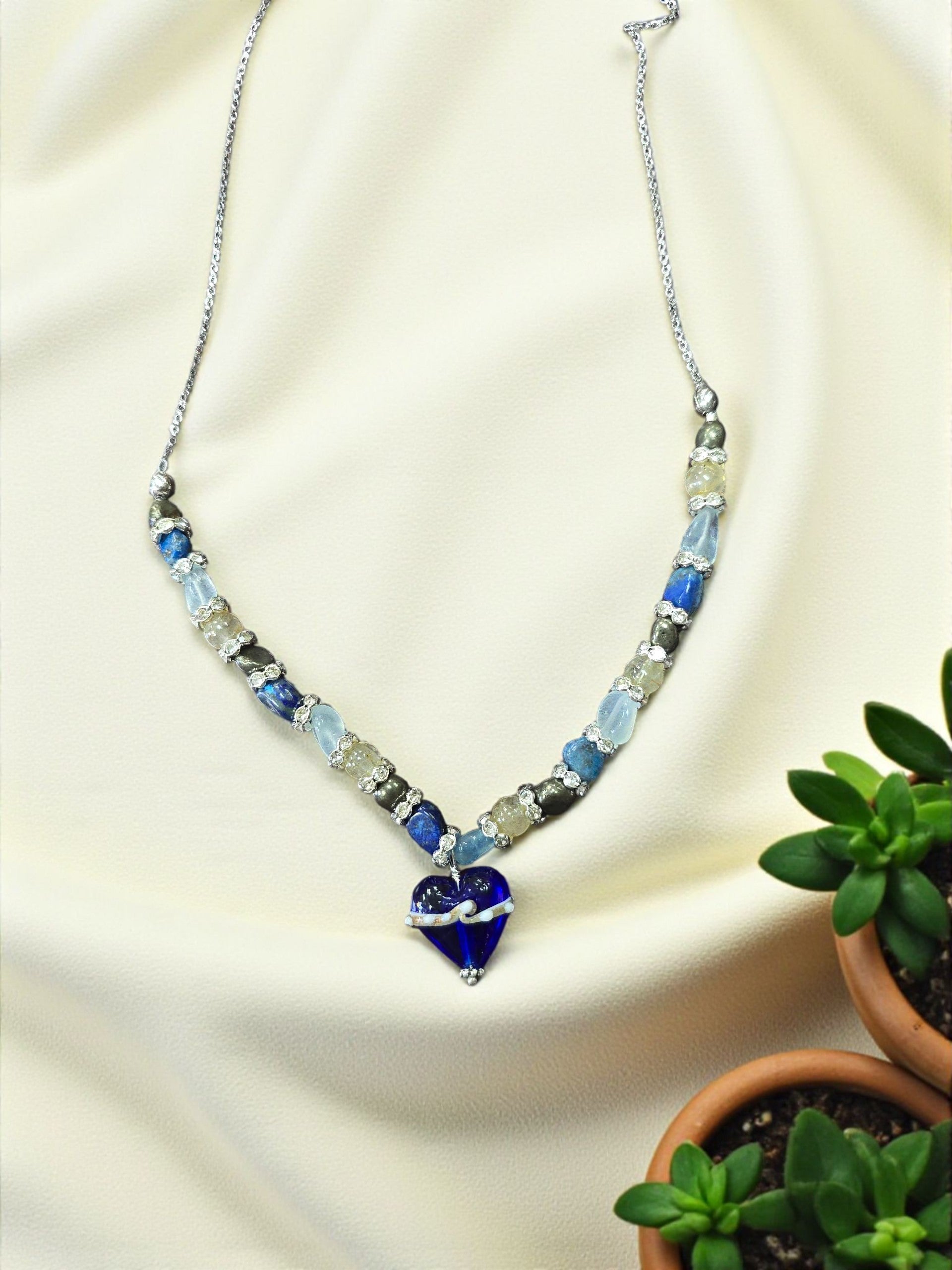 The Hope Collection | Lapis & Aquamarine Sterling Silver Cancer Charity Jewelry Set | Sterling Silver