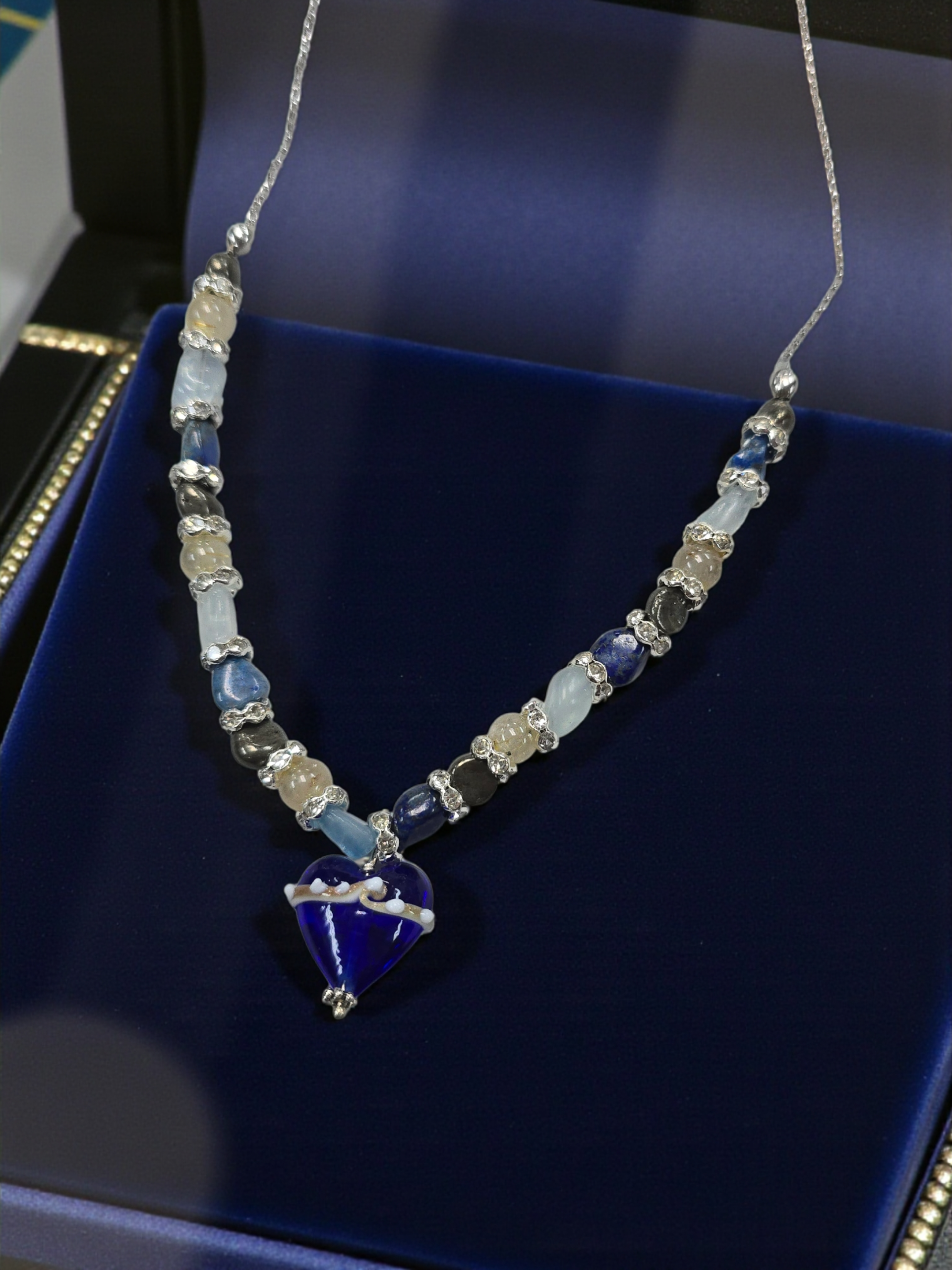 The Hope Collection | Lapis & Aquamarine Sterling Silver Cancer Charity Jewelry Set | Sterling Silver