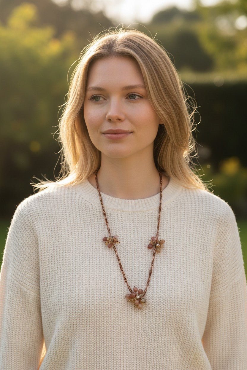 Artisanal Floating Gemstone Cluster Necklace Collection