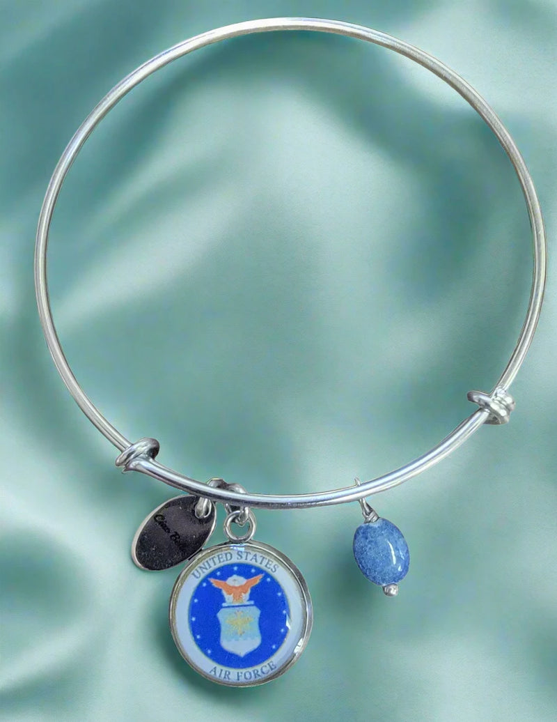 Air Force Seal Bangle Bracelet | Stainless Steel, Lapis Blue, Officially Licensed