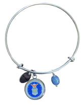 Air Force Seal Bangle Bracelet | Stainless Steel, Lapis Blue, Officially Licensed