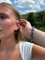 Amethyst Jewelry Set, Wrap Bracelet & Hoop Earrings