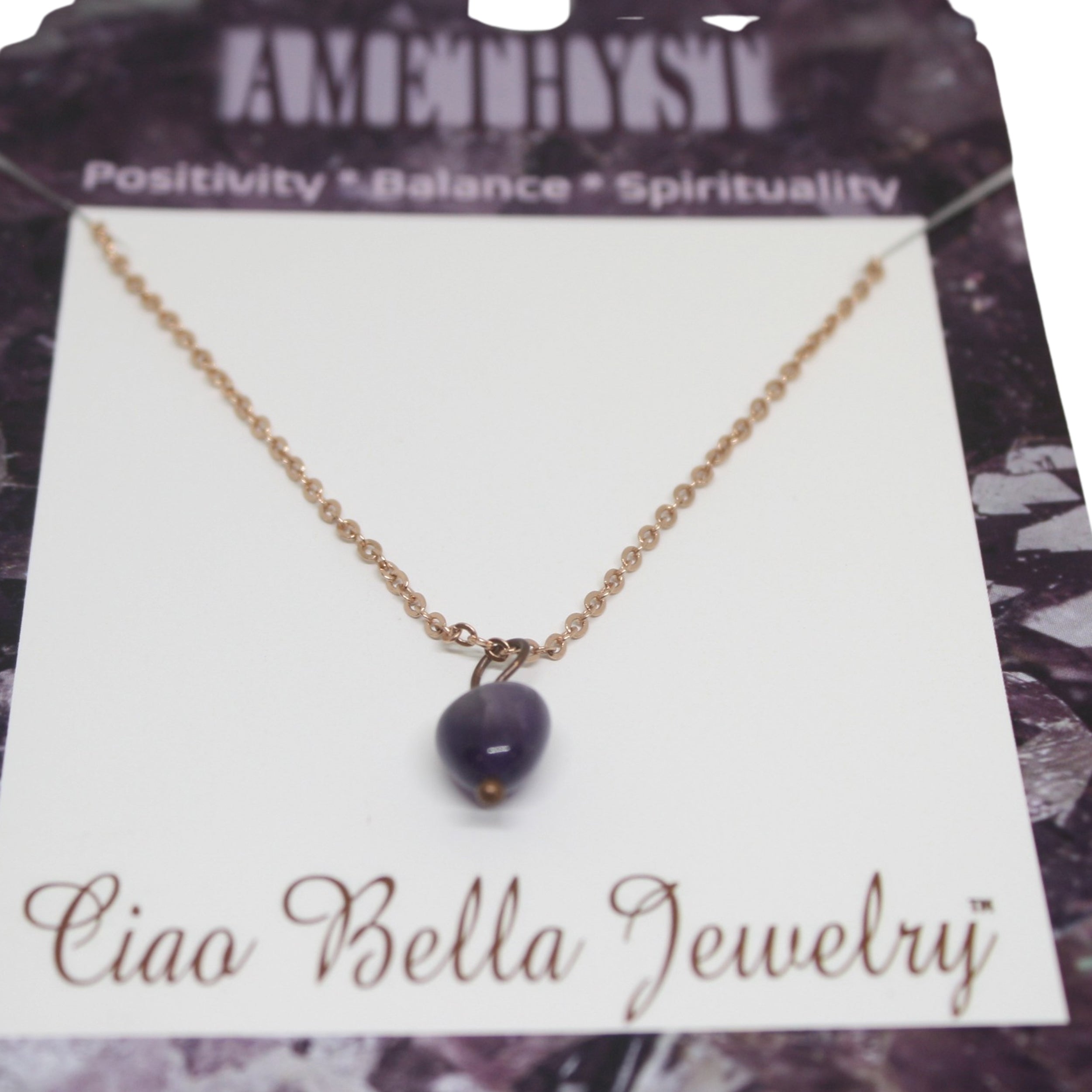 Amethyst February Birthstone Necklace on Chain