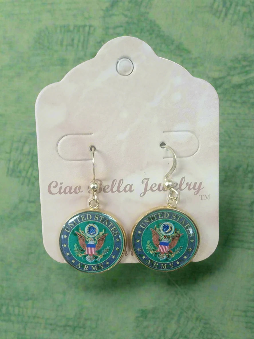 Army Earrings - Officially Licensed, Sterling Silver