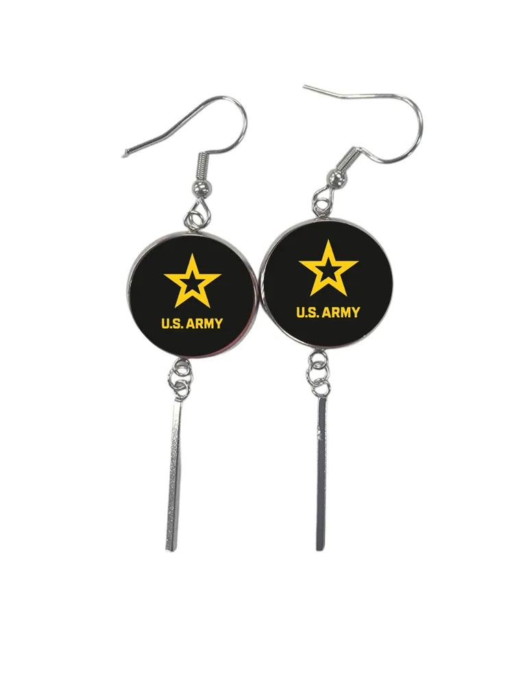 Officially Licensed Military Charm Earrings, A Proud Symbol of Service and Sacrifice, Stainless Steel, Great Gift