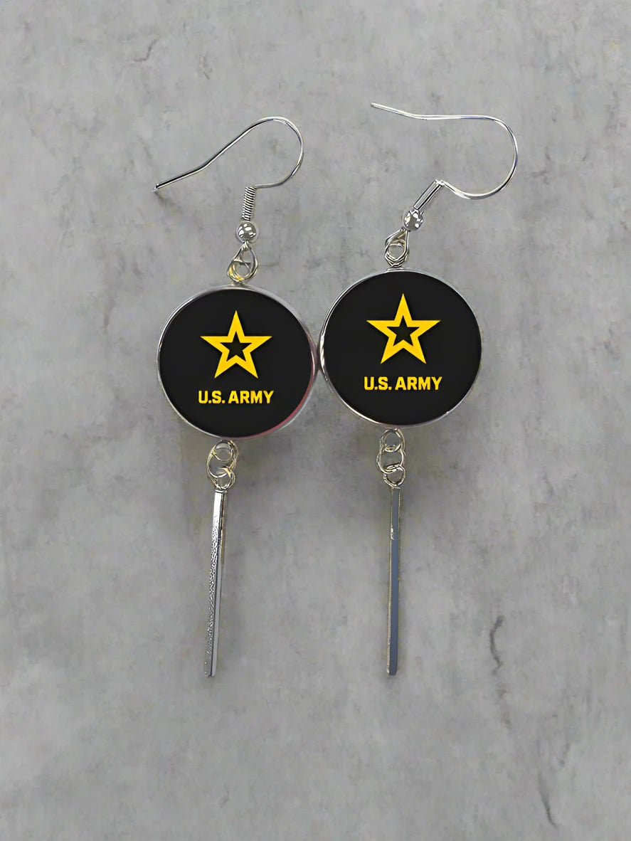 Officially Licensed Military Charm Earrings, A Proud Symbol of Service and Sacrifice, Stainless Steel, Great Gift