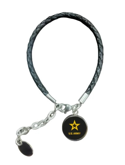Military Leather Rope Charm Bracelet - Officially Licensed