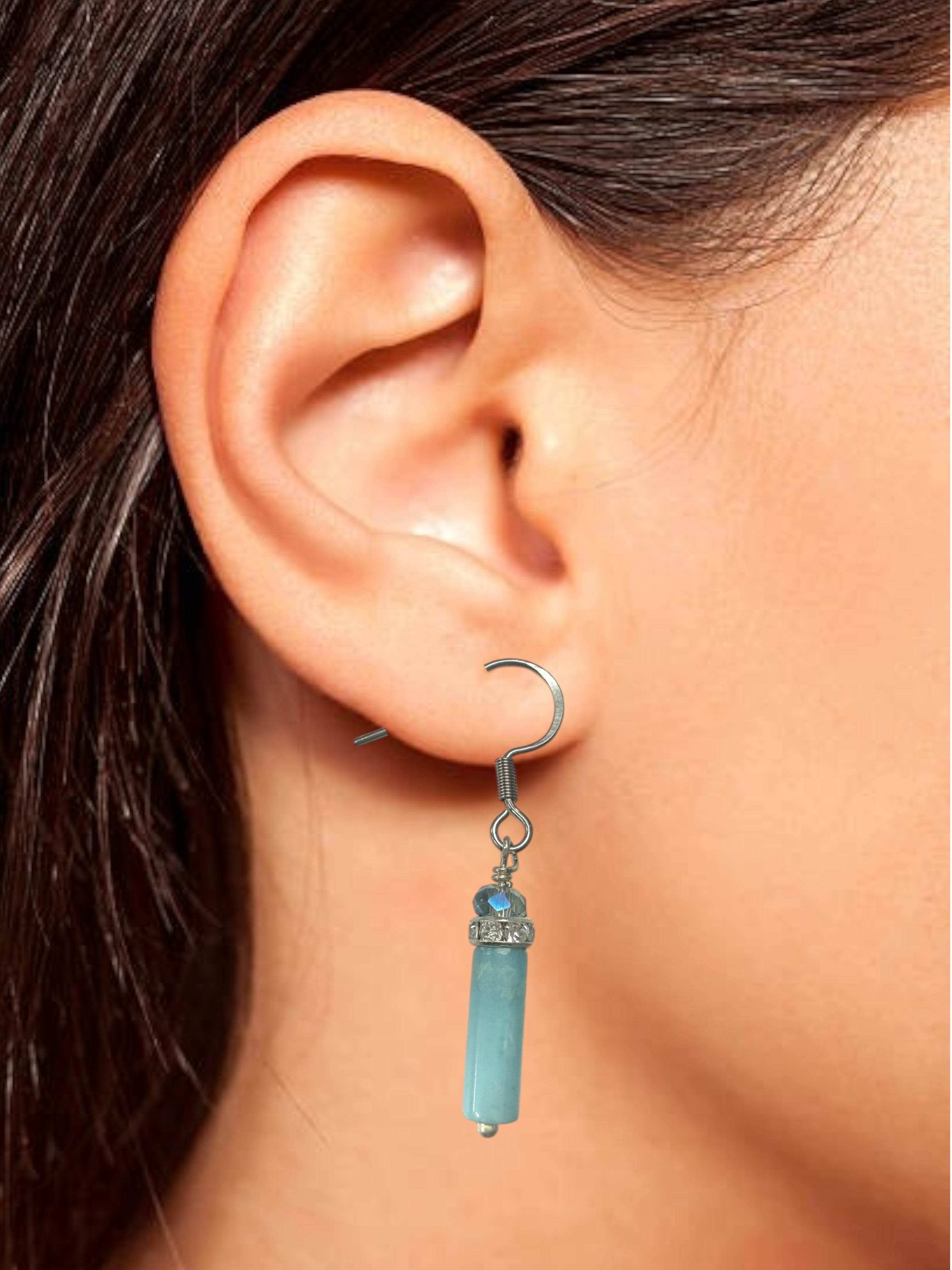 Crystal Accent Gemstone Drop Earrings - Gold & Silver Tone