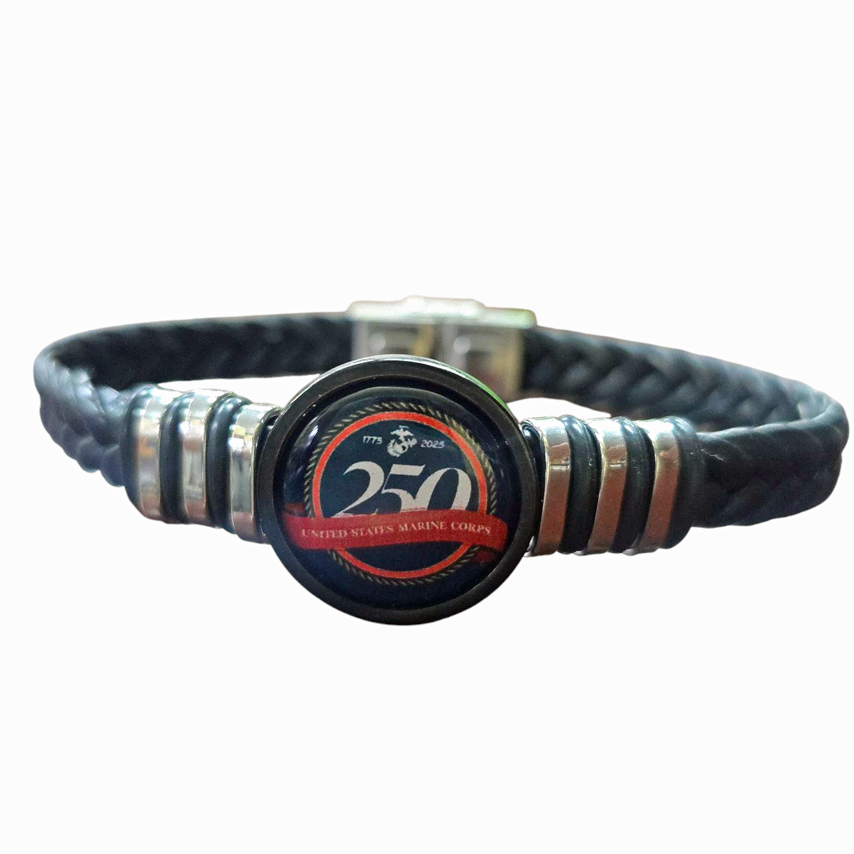 Officially Licensed Marine Braided Leather Bracelet - 250th Anniversary Collection