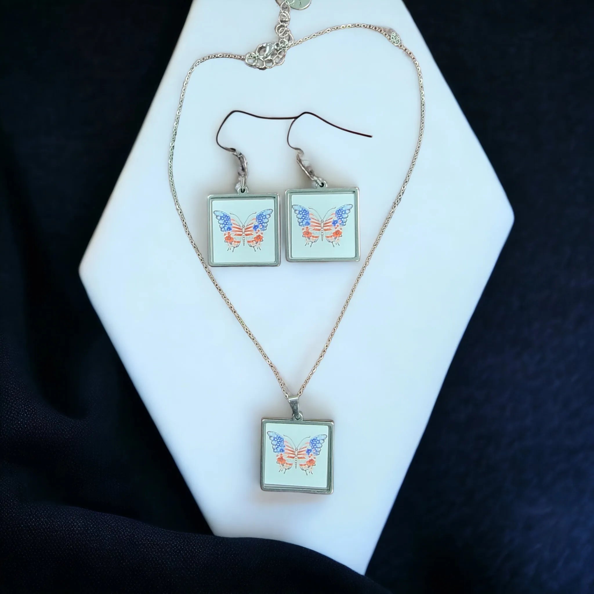 Patriotic Butterfly Earrings | Stainless Steel | Handmade in USA