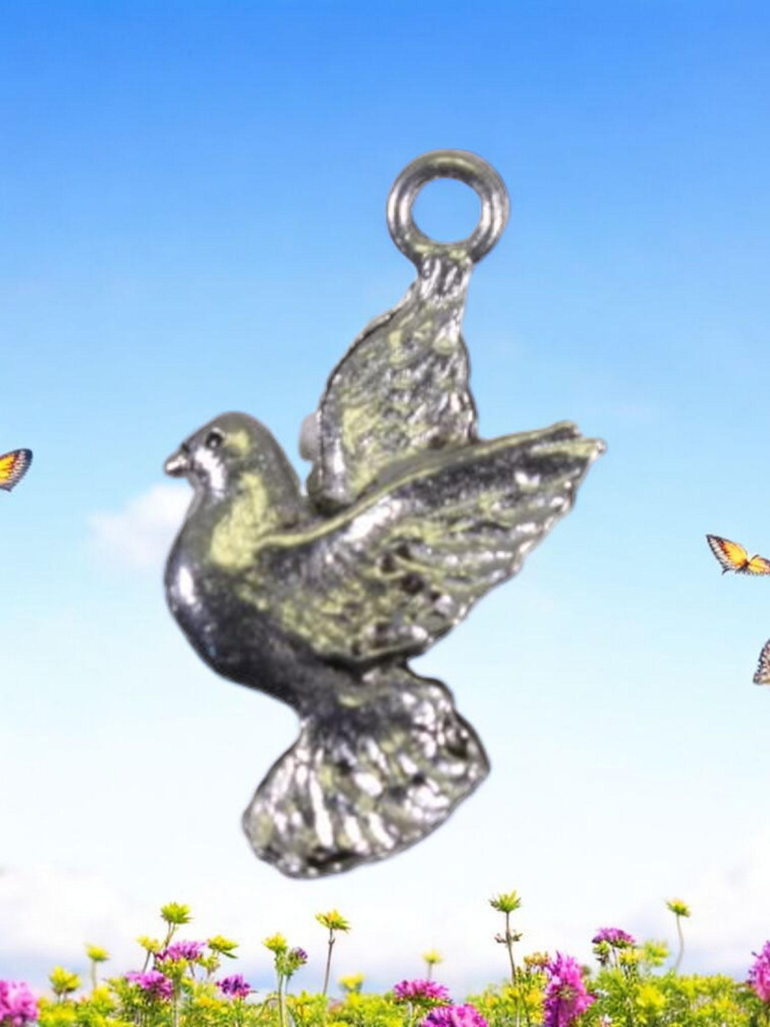 Pewter Dove Charm, Symbol of Peace & Love, Gift Boxed