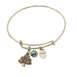 Gold Holiday Charm Bangle Bracelet - Festive Christmas Jewelry Gift