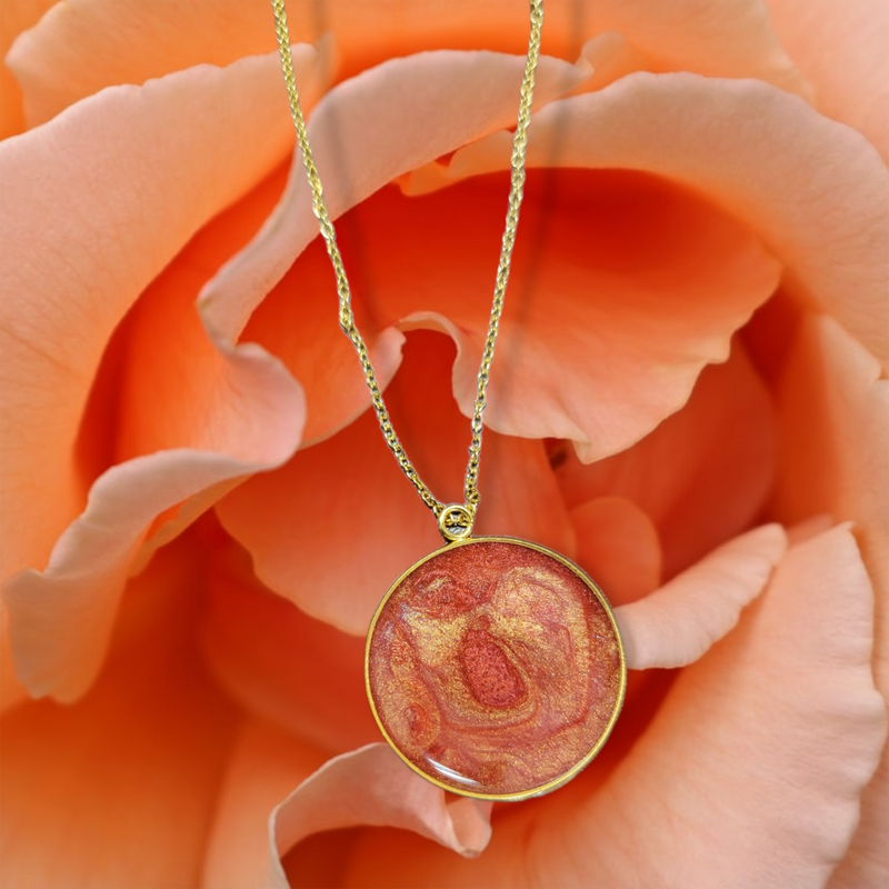 Unique Mothers Day Gift - Handmade Resin Rose Necklace (Silver or Gold)