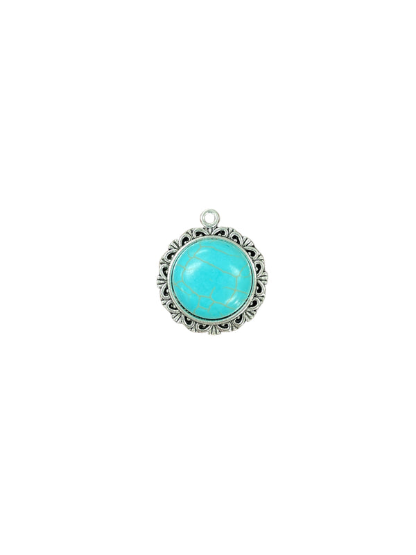 Striking Beauty: Turquoise & Silver Stone Pendant for Timeless Style