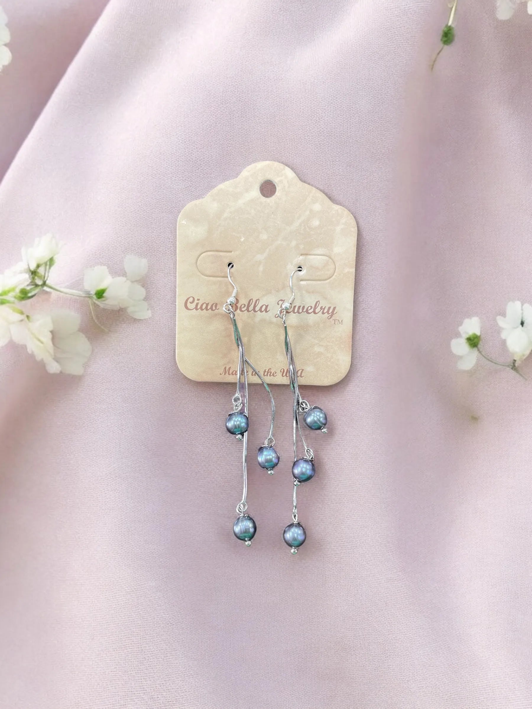 Elegant Freshwater Pearl Drop Earrings in Sterling Silver - Timeless Style