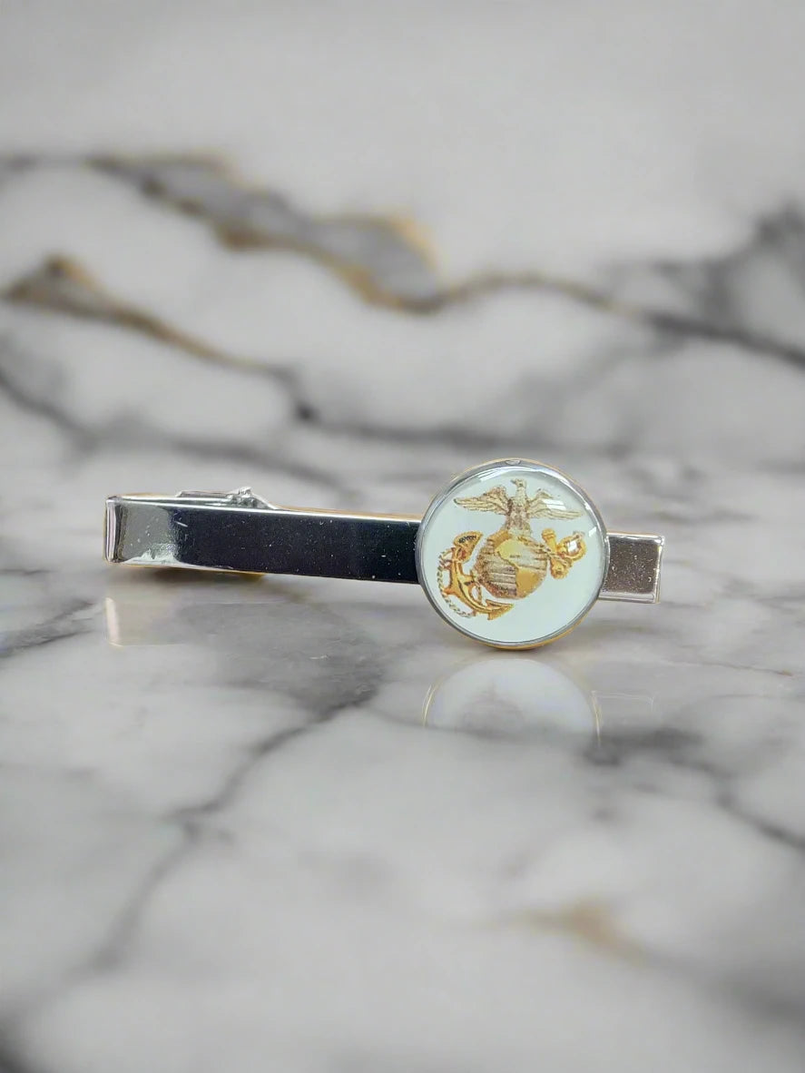 Michelle Marie's Marine Corps Silver EGA Tie Bar Clip | Made in the USA | Stainless Steel | Officially Licensed