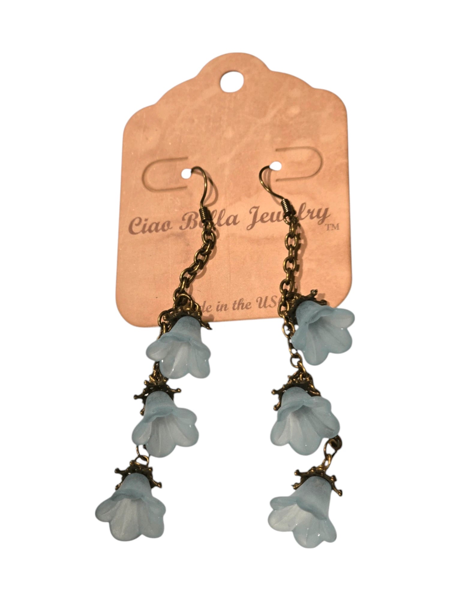 Delicate Lucite Flower Triple Dangle Earrings | Handmade | Assorted Colors