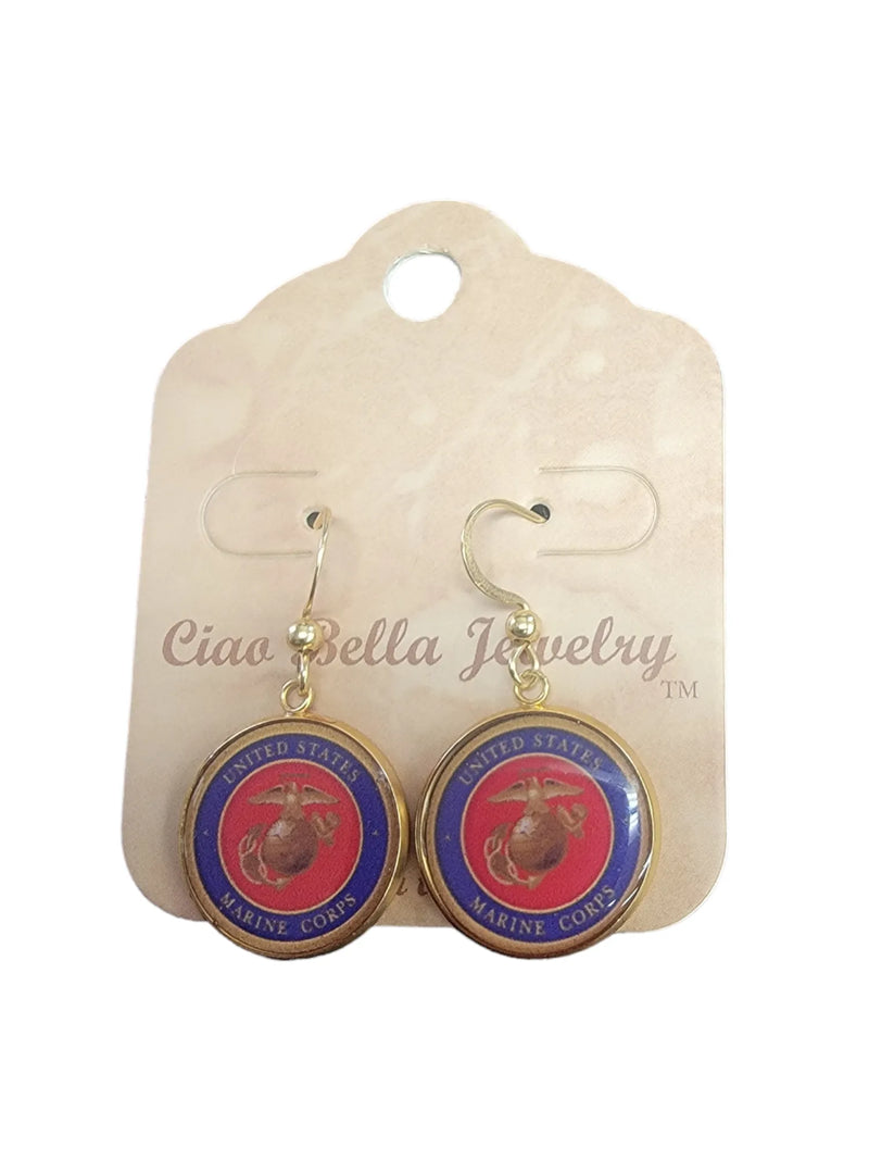 Officially Licensed Marine Corps Seal, Marine Corps Black, Marine Corps Green or Eagle Globe and Anchor Earrings - A Proud Symbol of Service and Sacrifice