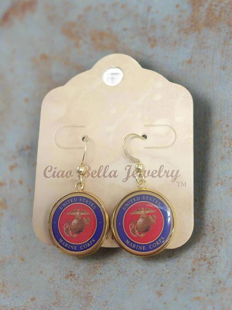 Officially Licensed Marine Corps Seal, Marine Corps Black, Marine Corps Green or Eagle Globe and Anchor Earrings - A Proud Symbol of Service and Sacrifice