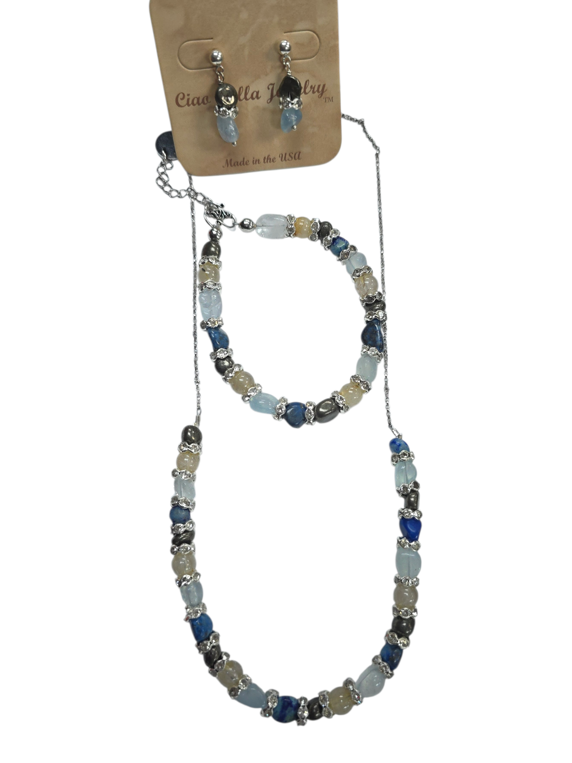 The Hope Collection | Lapis & Aquamarine Sterling Silver Cancer Charity Jewelry Set | Sterling Silver