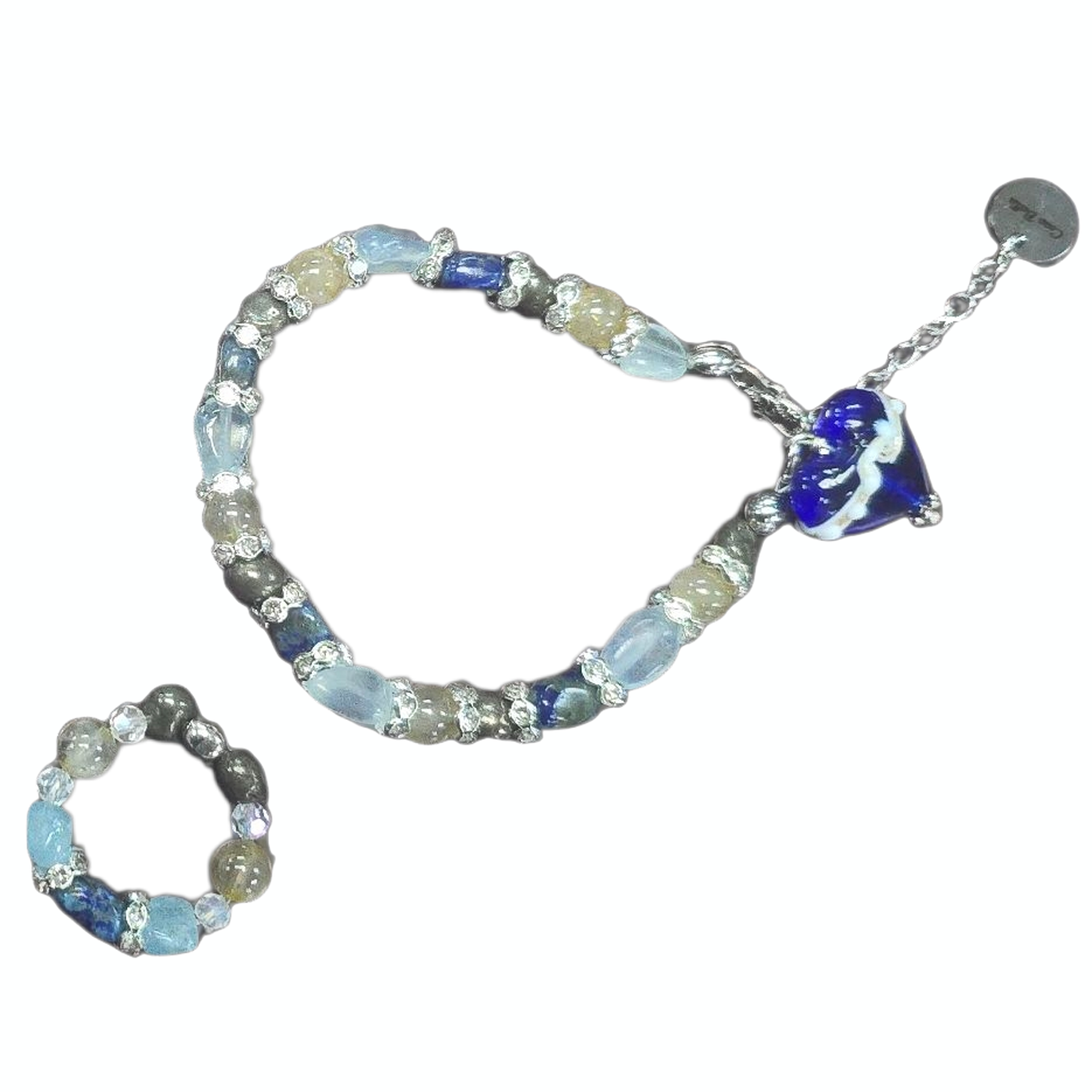 The Hope Collection | Lapis & Aquamarine Sterling Silver Cancer Charity Jewelry Set | Sterling Silver