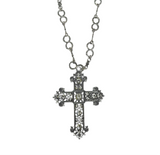 Long Crystal Embellished Cross Pendant Necklace (Alloy Metal, Gift Box)