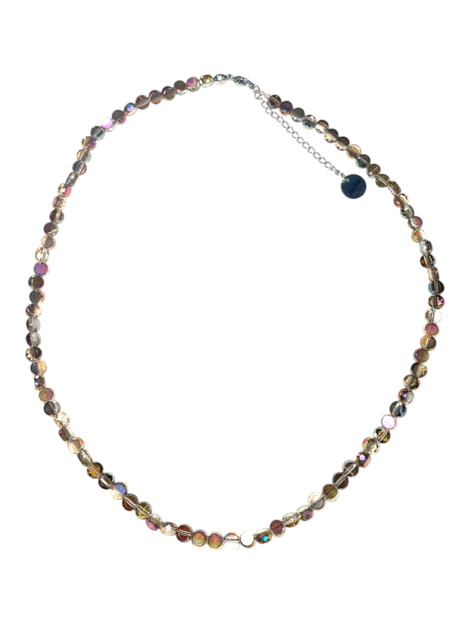 Faceted Beaded Circle Necklace | Champagne & Turquoise