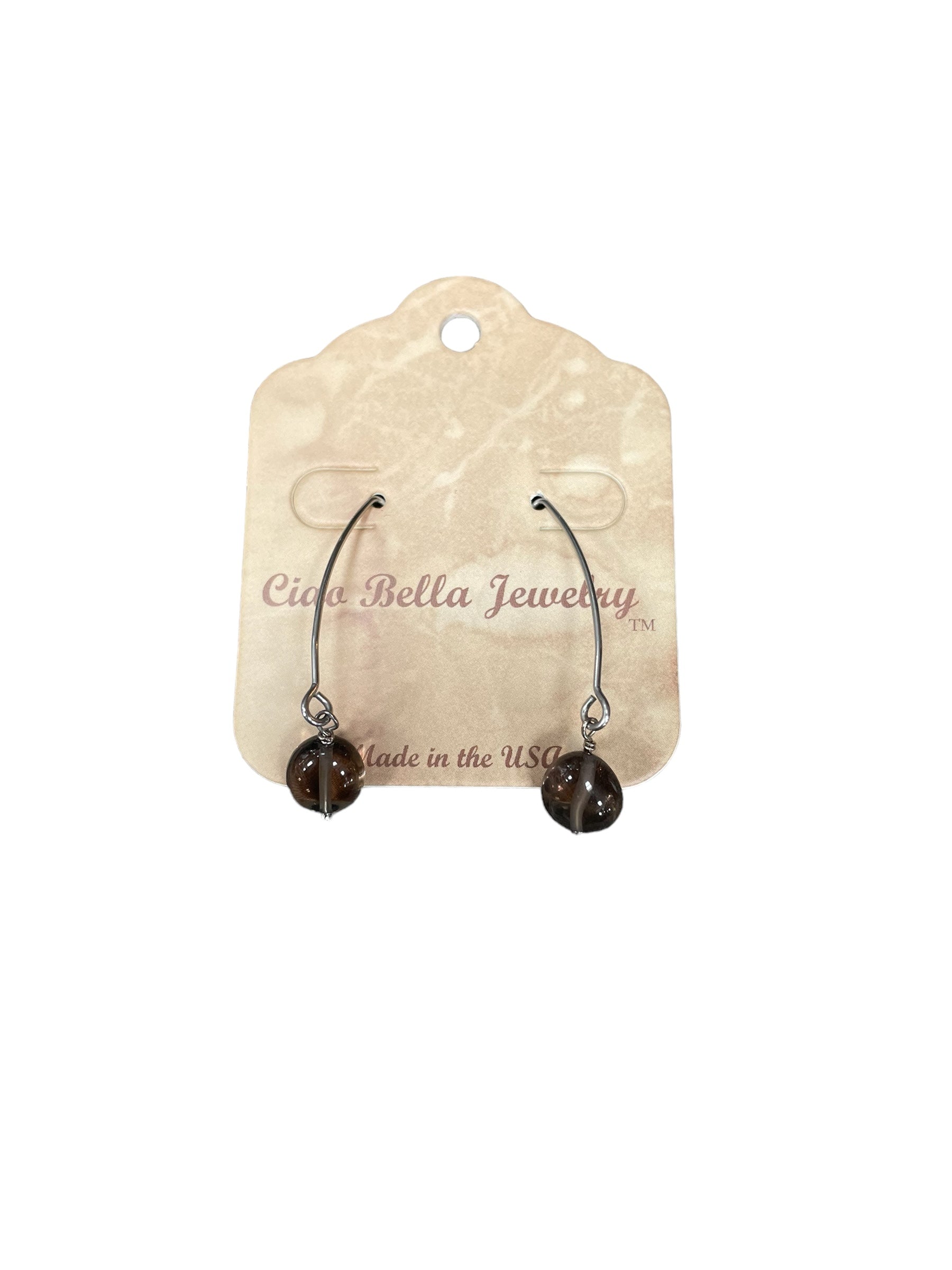 Long Silver Drop Kidney Wire Gemstone Earrings | Made in the USA