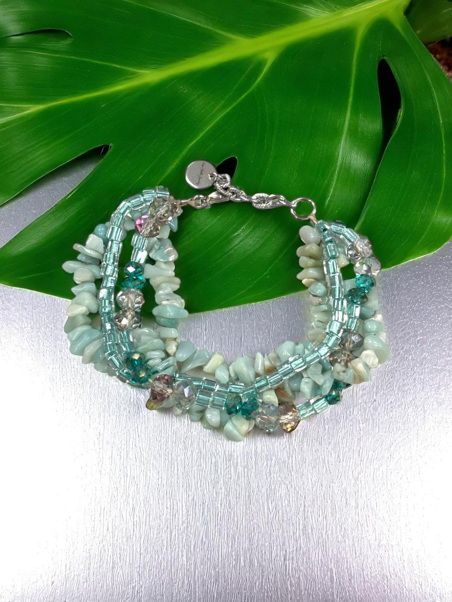 Multi-Strand Bracelet | Amazonite, Aquamarine, Sea Green | Stainless Steel