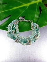 Multi-Strand Bracelet | Amazonite, Aquamarine, Sea Green | Stainless Steel