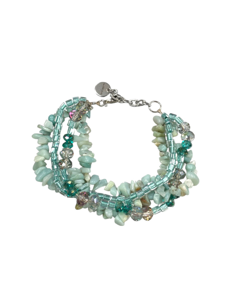 Multi-Strand Bracelet | Amazonite, Aquamarine, Sea Green | Stainless Steel