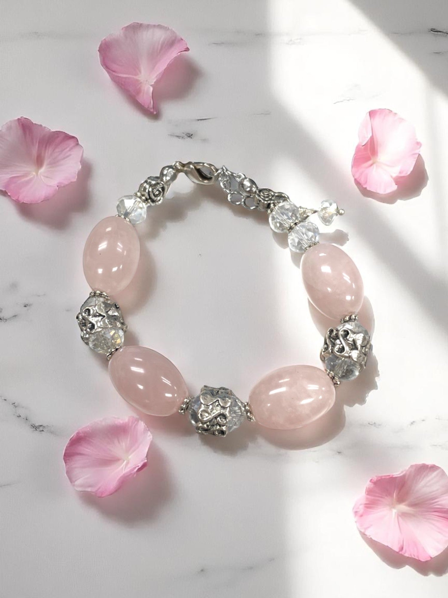Elegant Rose Quartz Bracelet | Pink & Crystal
