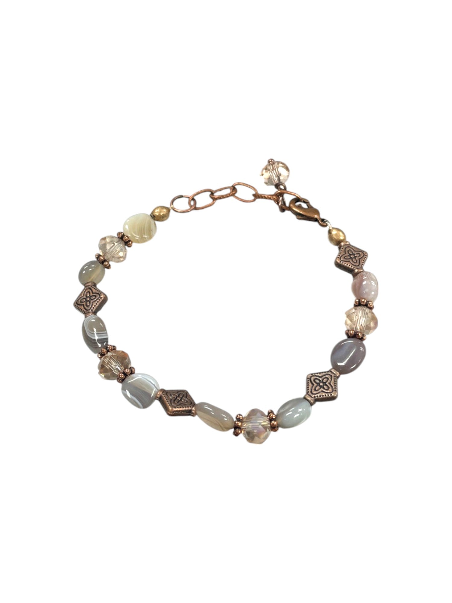 Artisan Mixed Stone Bracelet | Botswana Agate, Crystal