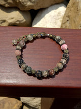Unisex Elemental Elegance Gemstone Bracelets | Fluorite, Botswana Agate, Rhodonite