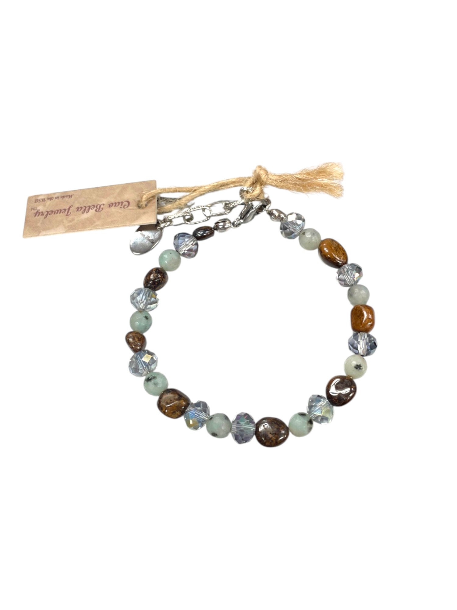 Earthy Harmony Bracelet | Bronzite, Lotus Jasper, Crystal