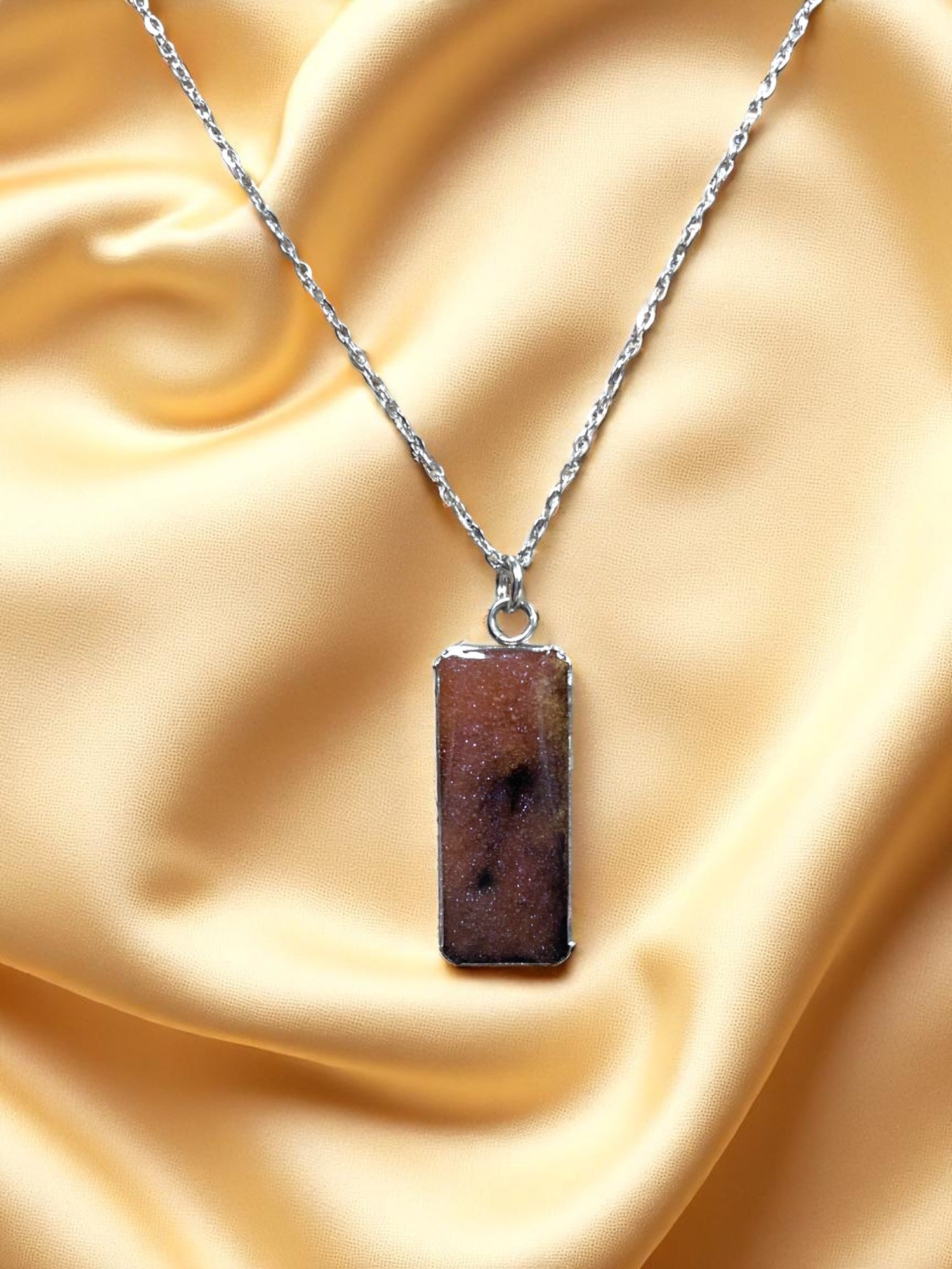 Dazzling Glitter Resin Necklace | A Kaleidoscope of Orange, Purple, Yellow, & Black