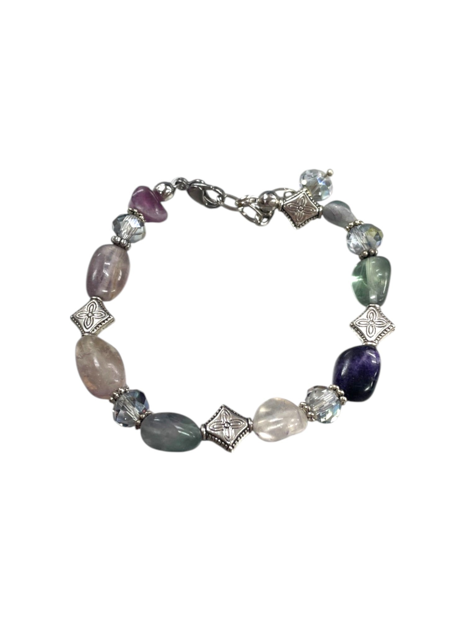 Vibrant Fluorite Delight Bracelet | Purple, Green, Pink, Crystal