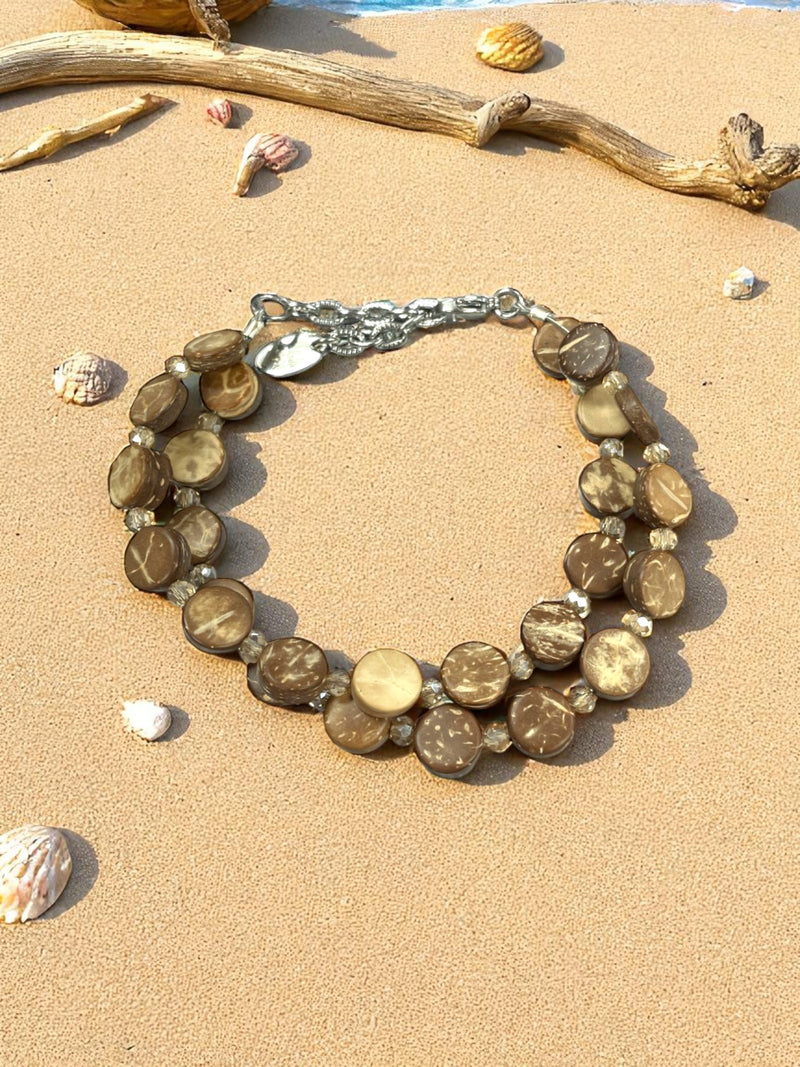 Bohemian Coconut Shell Bracelet | Light or Dark Shell Colors