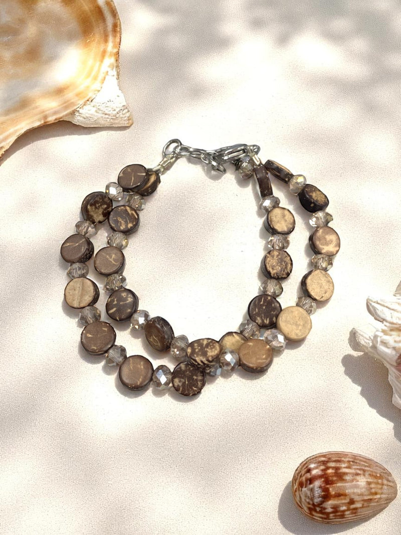 Bohemian Coconut Shell Bracelet | Light or Dark Shell Colors