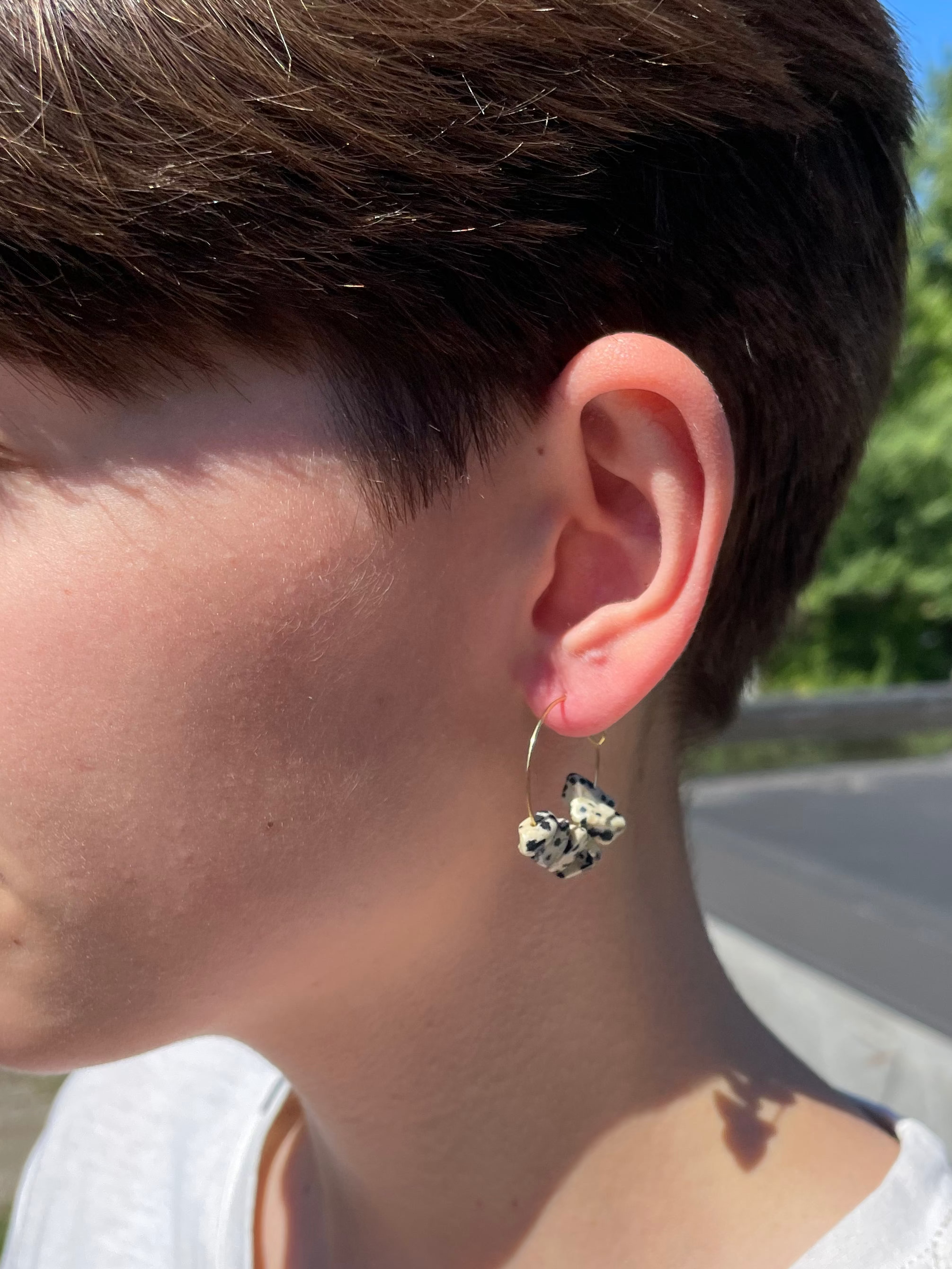 Golden Hoop Earrings with Gemstones